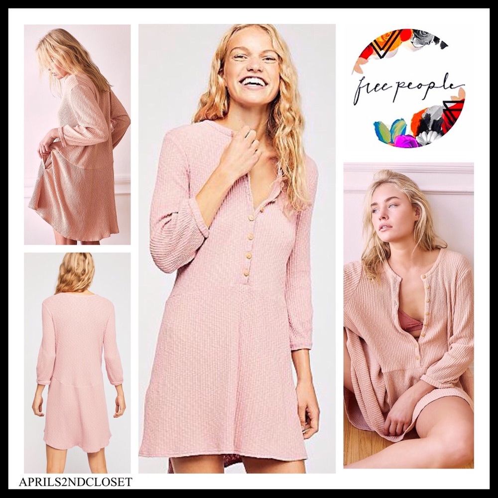 FREE PEOPLE BOHO HENLEY FLOWY KNIT DRESS A3C - Picture 16 of 16